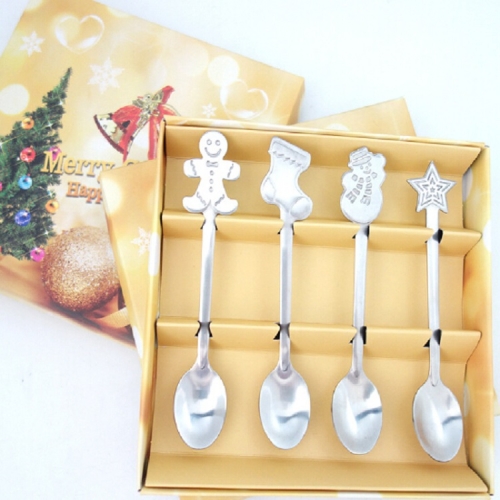 

2 Sets Creative Stainless Steel Christmas Cutlery Four-piece Set