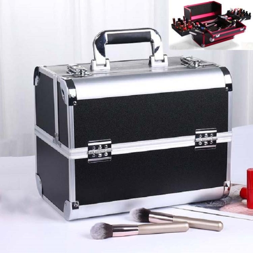 

Professional Makeup Box Beauty Salon Manicure Toolbox, Color:Black