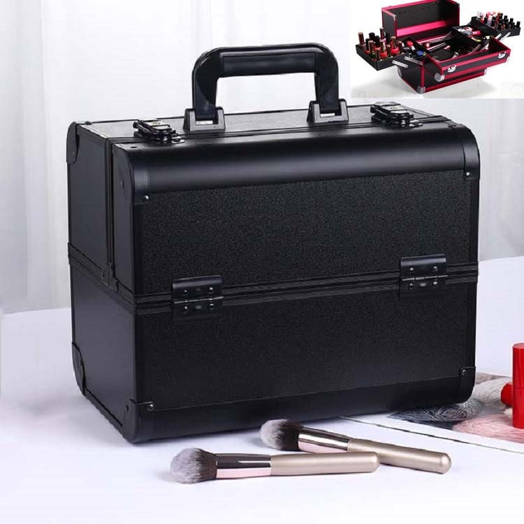 

Professional Makeup Box Beauty Salon Manicure Toolbox, Color:Elegant Black