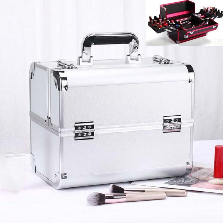 

Professional Makeup Box Beauty Salon Manicure Toolbox, Color:Silver