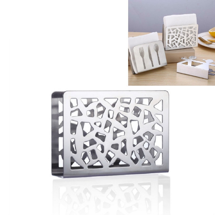 

2 PCS Restaurant Hotel Napkin Nolder Paper Towel Holder Stainless Steel Square Towel Holder, Style:Grilles (Bright Light)