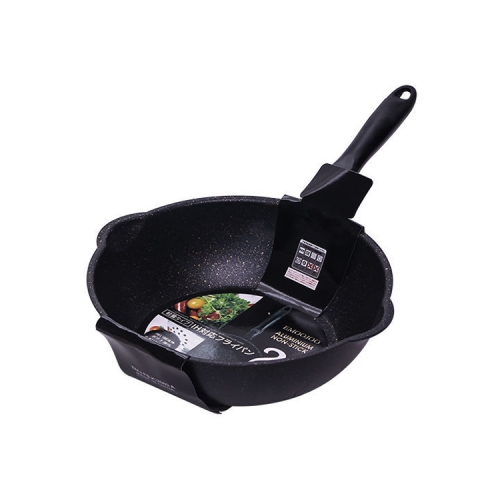 

Thick Bottom Maifan Stone Household Small Frying Pan Non Stick Pan Deep Frying Pan, Color:26cm Black Without Cover