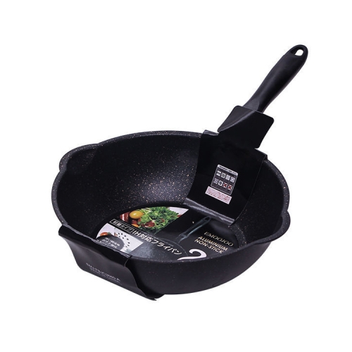 

Thick Bottom Maifan Stone Household Small Frying Pan Non Stick Pan Deep Frying Pan, Color:28cm Black Without Cover