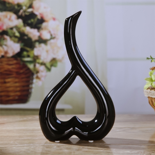 

Heart Shape Creative Ceramic Flower Vase Home Decor Wedding Festival Office Desktop Decoration(Black)