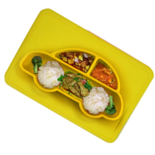 

3 PCS Integrated Child Food Grade Silicone Square Car Plate(Yellow)