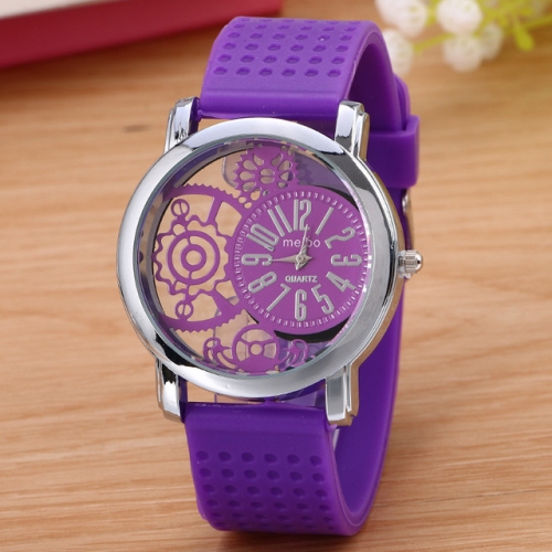 

Hollow Gear Dial Silicone Belt Quartz Watch(Purple)