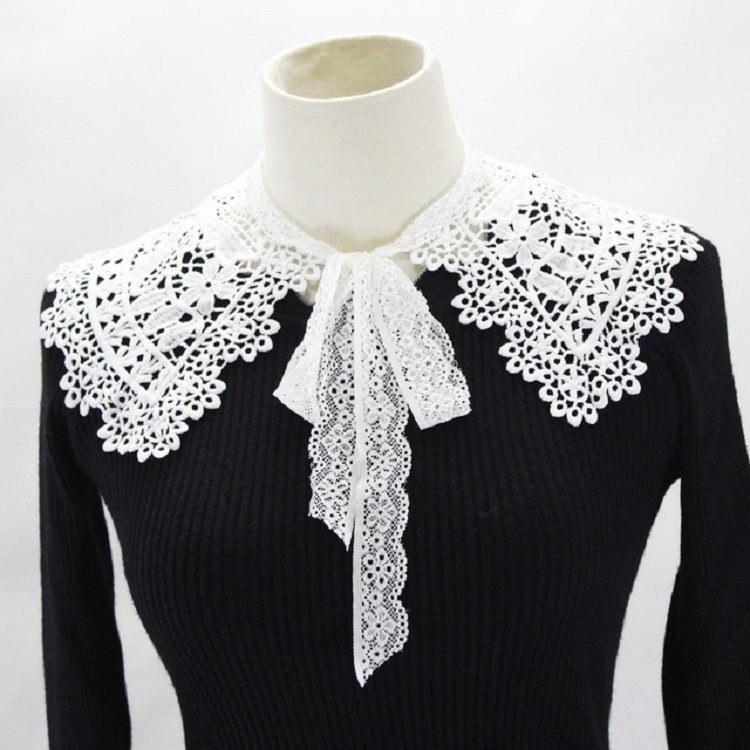

Hollow Water-soluble Fake Collar Shawl Dress Decorative Collar(White)