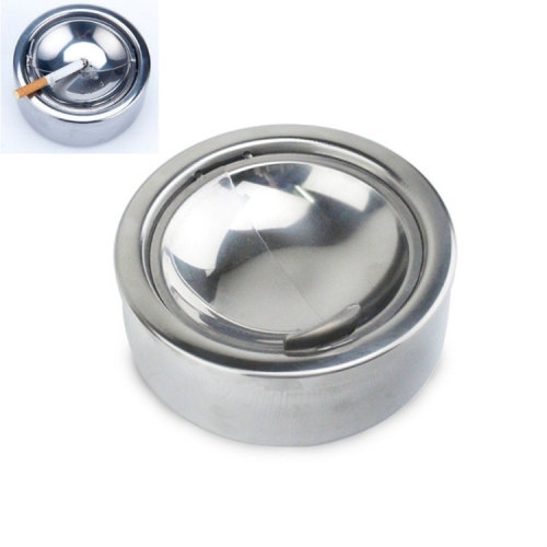 

Thickened Stainless Steel Ashtray With Lid Portable Creative Windproof Round Ashtray, Color:Bright Light