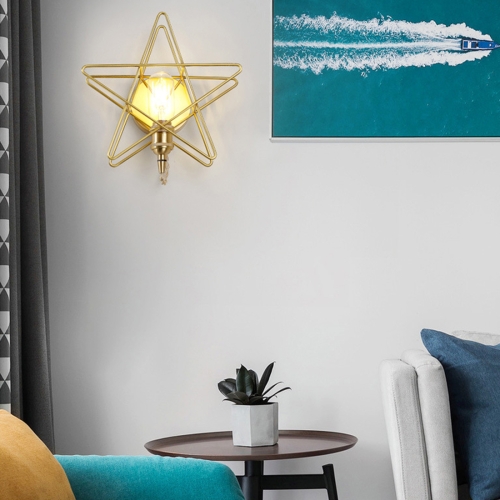 

Copper Five-pointed Star Aisle Staircase Corridor Bedroom Bedside Wall Lamp Background Wall Decoration Light