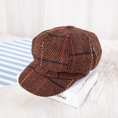 

Autumn and Winter Ladies Literary Style Wild Woolen Beret, Size:One Size(Coffee)