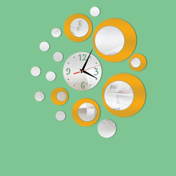 

2 PCS 3D Stereo Decorative Clock Acrylic Digital Mirror Wall Sticker Wall Clock(Silver Gold)