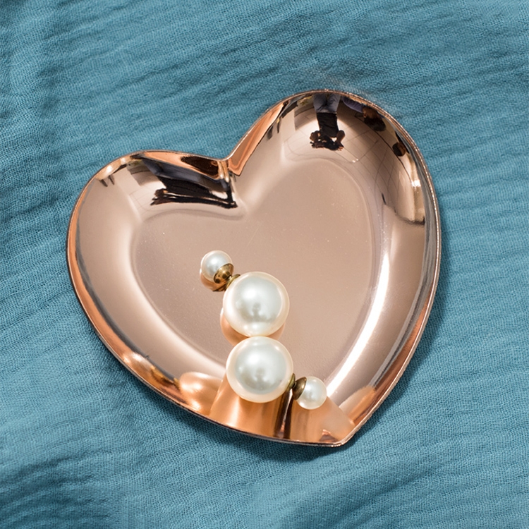 

Heart Shaped Ornament Metal Stainless Steel Fruit Tea Tray Home Decoration Storage Rack, Color:Rose Gold