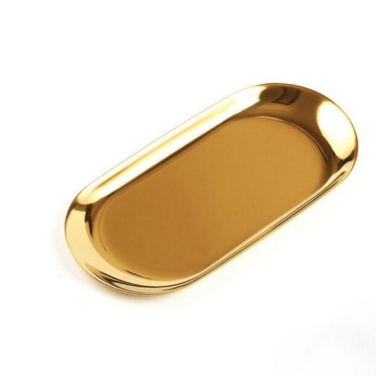 

Home Decoration Stainless Steel Tray Jewelry Plate, Size:L(Gold)