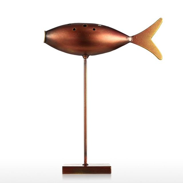 

Metal Submarine Fish Sculpture Artwork Home Decoration(Iron Red)