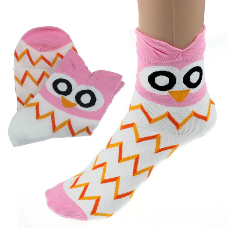 

Creative Cartoon Owl Cotton Tube Socks, Size:One Size(Pink)