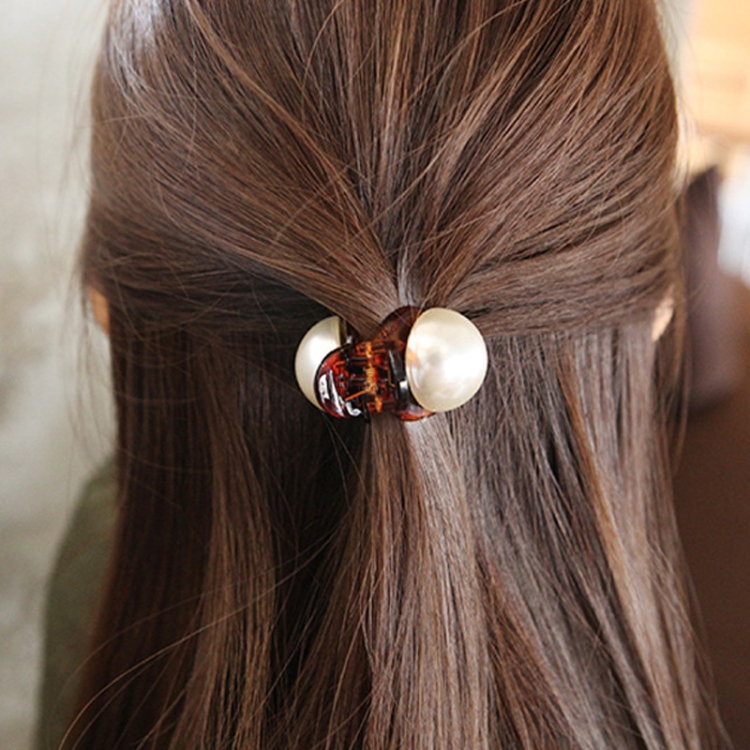 

Girls Pearl Mini Hair Claw Women Hair Crab Hair Claws Makeup Washing Tool Hair Accessories(Brown)
