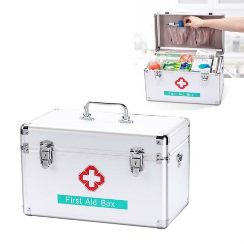 

Emergency Aluminum Medicine Cabinet for Household Aluminum Alloy Medicine Box Enterprise, Size:14 inch Large(Silver)