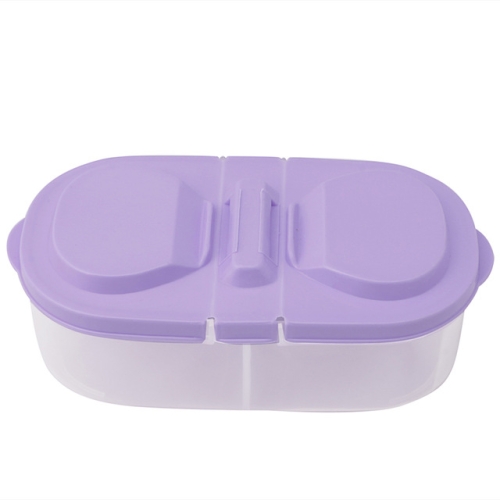 

Fresh Fruit Snacks Storage Double Cell Clamshell Crisper Plastic Food Box(Purple)