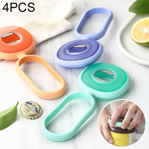 

4 PCS Labor-saving Anti-skid Can Opener Multi-function Beer Bottle Opener Random Color Delivery