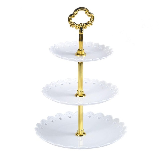 

Party Birthday Three-layer Fruit Plate Cake Stand Dessert Storage Rack(White)