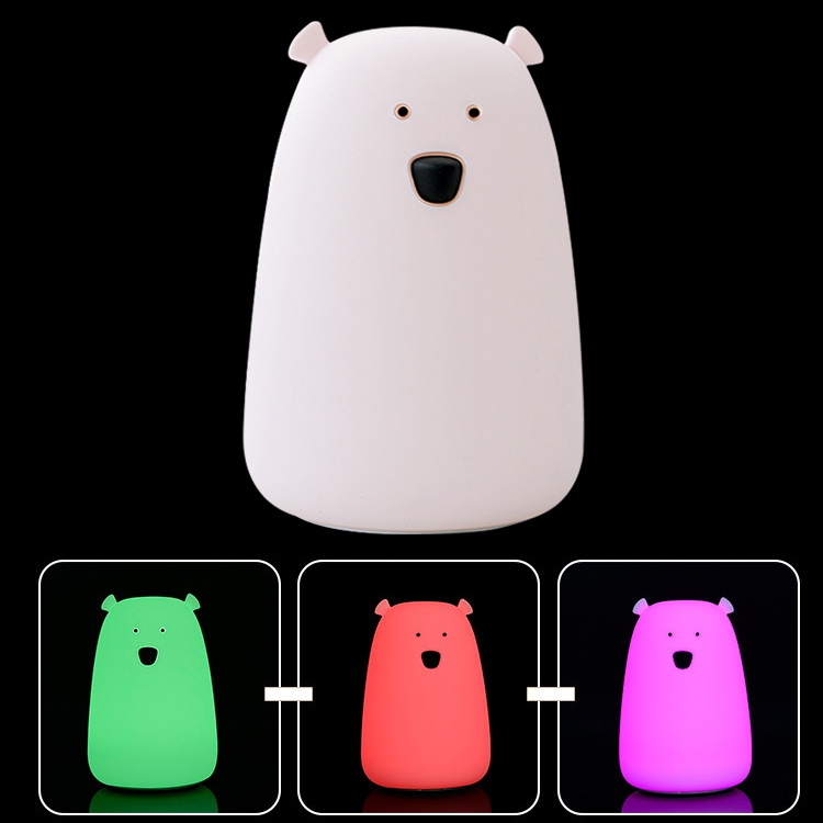 

Big White Bear USB Charging Silicone LED Night Light Children Novelty Gifts with Remote Control(Pink )