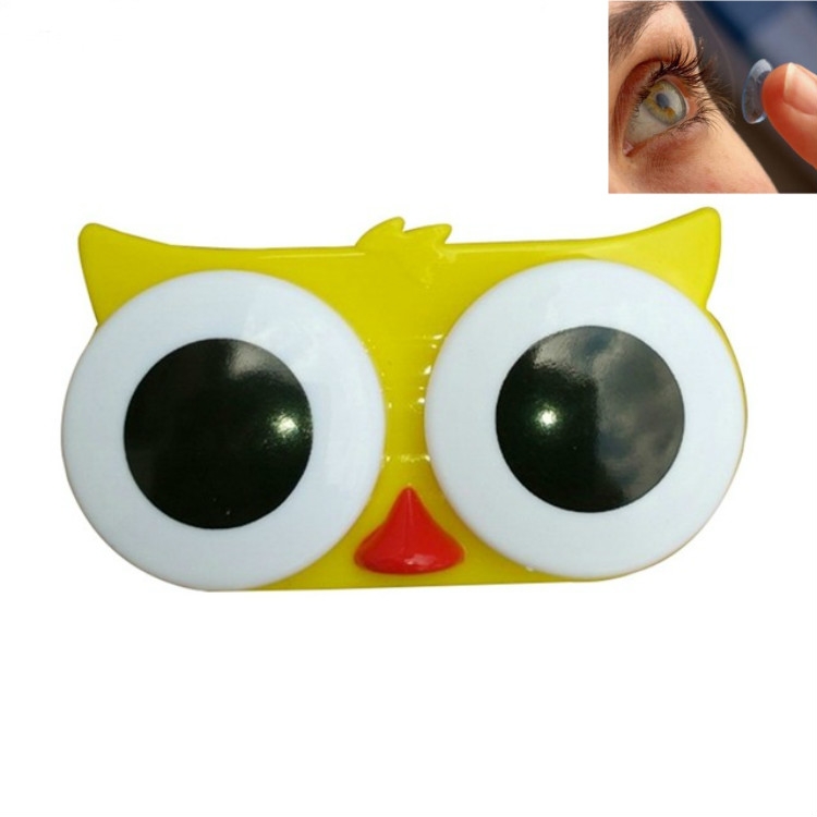 

2 PCS Creative Environmental Protection Cartoon Animal Big Eye Contact Lens Box(Yellow Owl)