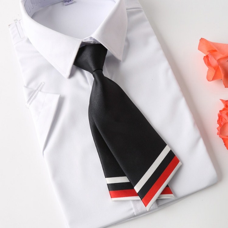 

College Style Short Bow Tie Ladies Double Knife Shape Shirt Bow Tie(Black)