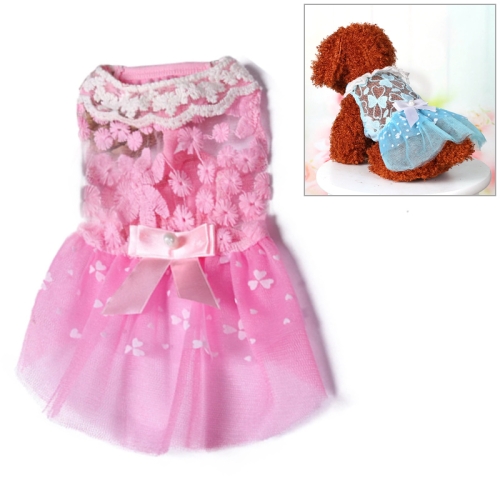 

AB060 Lovely Cat Dress Lace Wedding Skirts Dresses for Pets Party Costume, Size:XS(Pink)