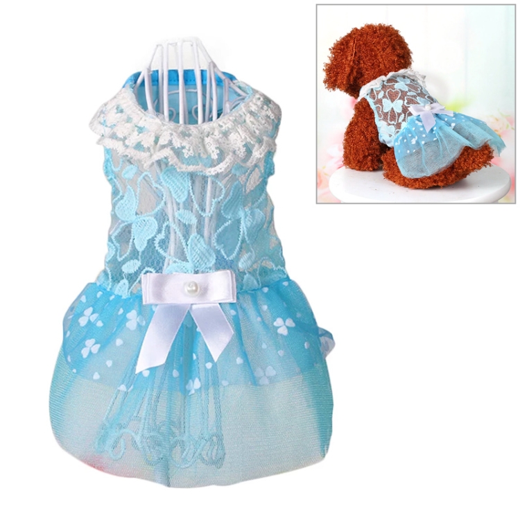 

AB060 Lovely Cat Dress Lace Wedding Skirts Dresses for Pets Party Costume, Size:XS(Blue)