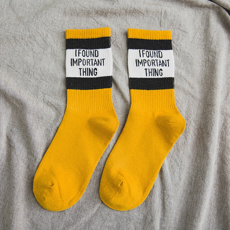 

Striped Letter Autumn Girl Casual Breathable Long Socks, Size:One Size(Yellow)