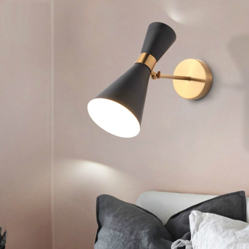

Simple Creative Double Heads Adjustable Angle Wrought Iron Living Room Aisle Corridor Bedroom Bedside Wall Lamp, without LED Bulbs(Black)