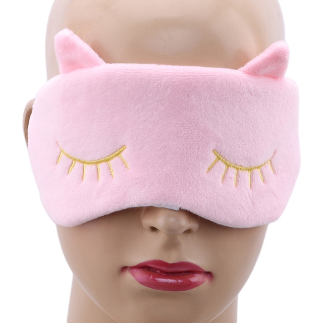 

Cartoon Pattern Plush Eye Cover Travel Eyepatch(Pink)