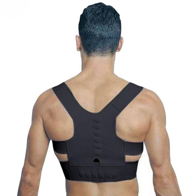 

Magnetic Therapy Posture Corrector Brace Shoulder Back Support Belt for Men Women Adult Braces Supports Upper Correction Corset, Size:M(Black)
