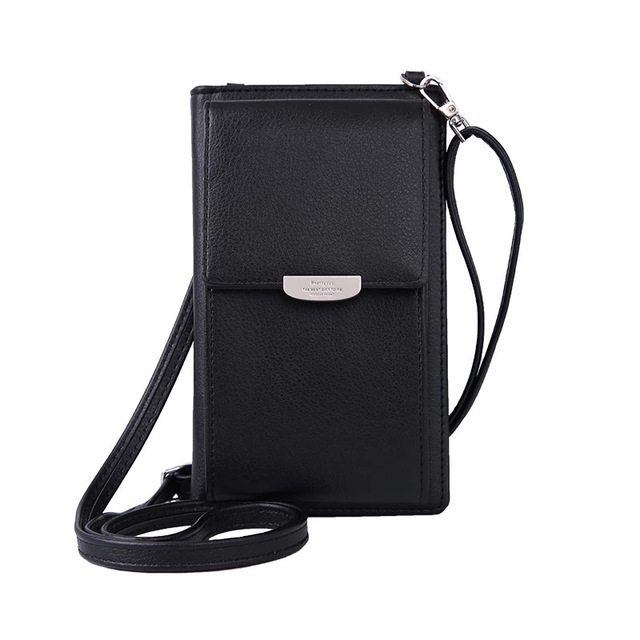 

Summer Women Phone Shoulder Bag PU Leather Money Wallet Mini Chain Mobile Crossbody Bag(Black)