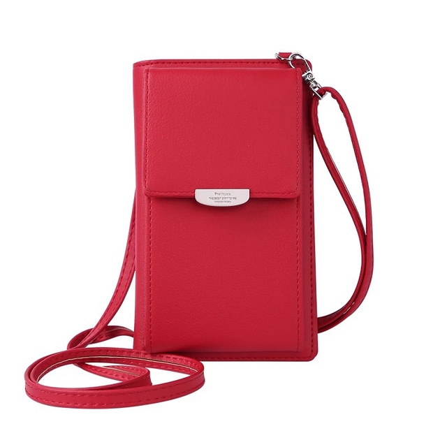 

Summer Women Phone Shoulder Bag PU Leather Money Wallet Mini Chain Mobile Crossbody Bag(Red)