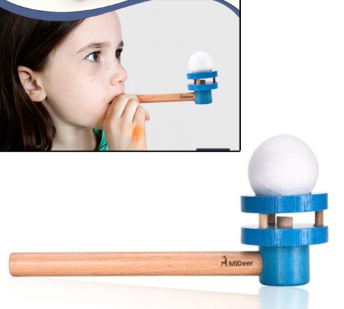 

Blowing Pleasure Balls Wood Puzzle Traditional Toys Parenting Children Games(Blue)