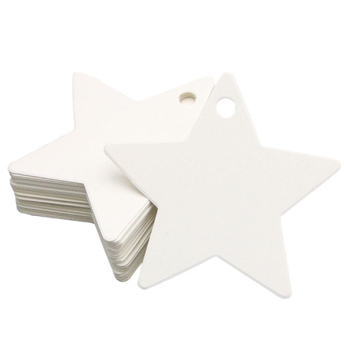 

100 PCS/set Five-pointed Star Decoration Tag Kraft Paper Blank Small Label Clothing Identification Card(White)