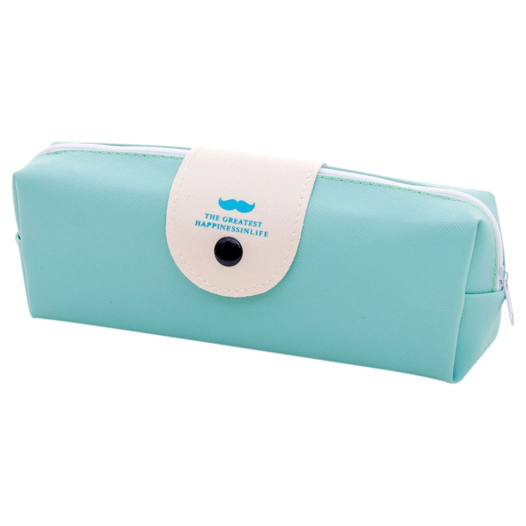 

PU Leather Moustache Pattern School Pencil Bag School Supplies Storage Bag(Blue)