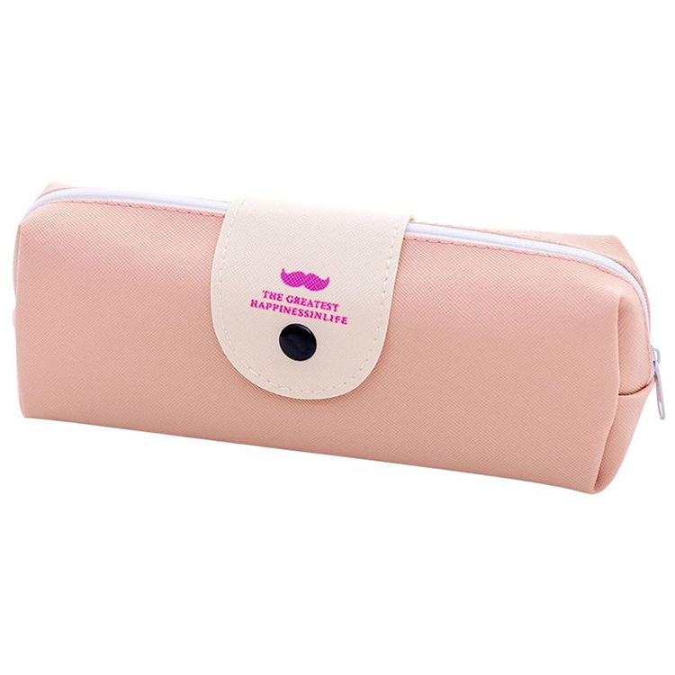 

PU Leather Moustache Pattern School Pencil Bag School Supplies Storage Bag(Pink)