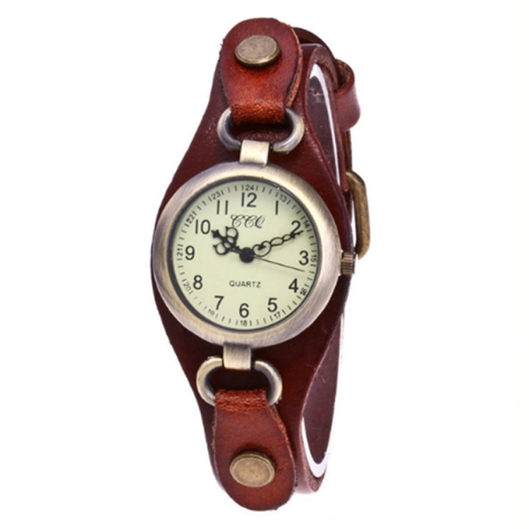 

Leather Retro Bronze Small Dial Quartz Watch for Women(light coffee)