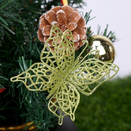 

5 PCS Christmas Tree Decoration Artificial Flower Butterfly Christmas Pendant, Color:Aermy Green