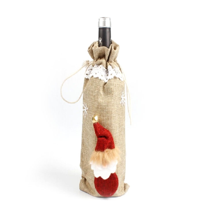 

2 PCS Christmas Decorations Bar Christmas Eve Wine Set Creative Christmas Bottle Bag(Linen)