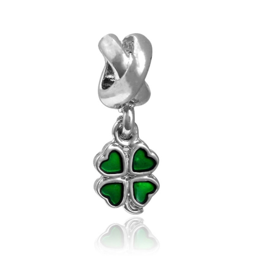 

2 PCS Green Four Leaf Clover Alloy Oil-drip Big Hole Charm Pendants DIY Jewelry Accessories for Necklace Bracelet