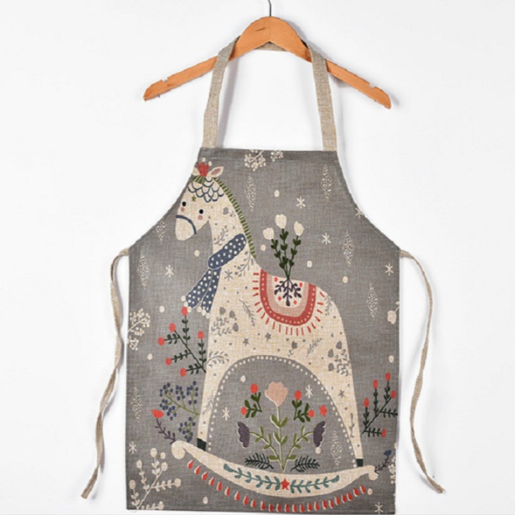 

Cartoon Animal Antifouling Cotton Linen Kitchen Parent-child Cartoon Sleeveless Apron, Size:50x68 cm (Excluding Halter Neck), Style:Trojan Horse