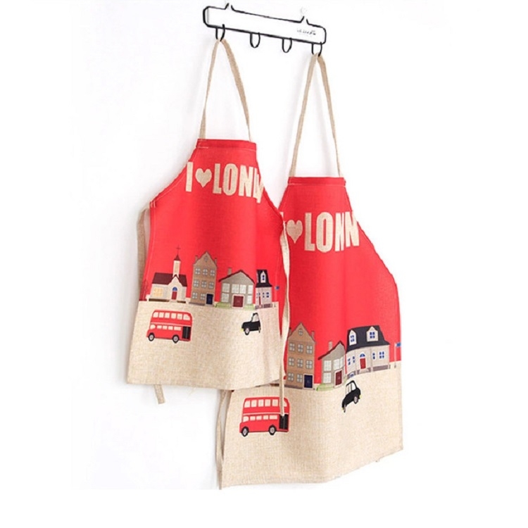 

Cartoon Animal Antifouling Cotton Linen Kitchen Parent-child Cartoon Sleeveless Apron, Size:50x68 cm (Excluding Halter Neck), Style:Bus