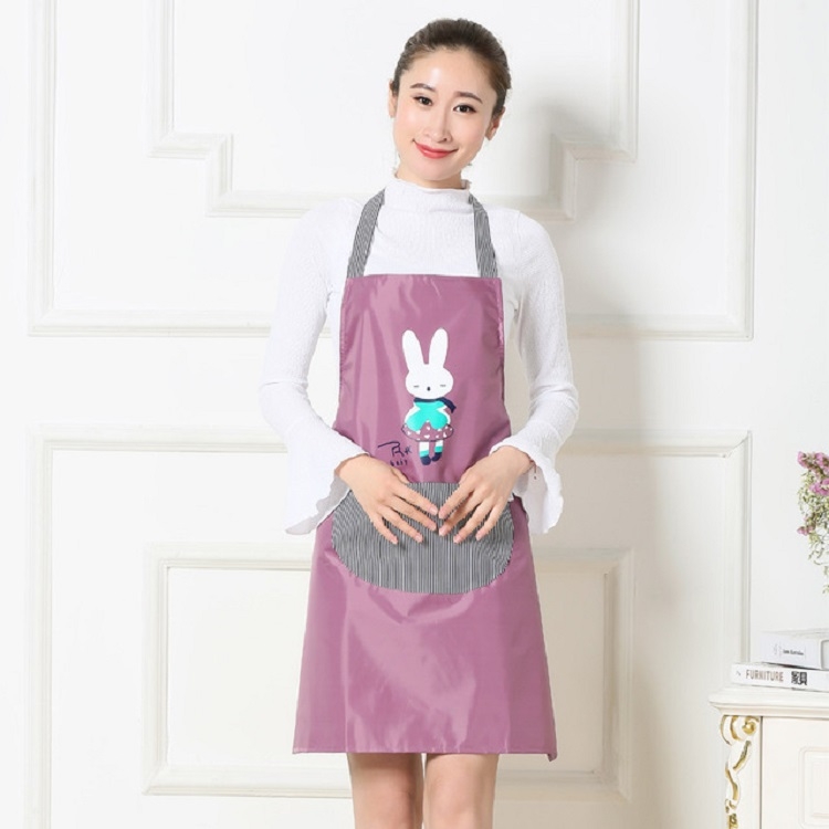 

Cartoon Rabbit Pattern Sleeveless Waterproof Apron Kitchen Restaurant Overalls, Size:One Size(Purple)