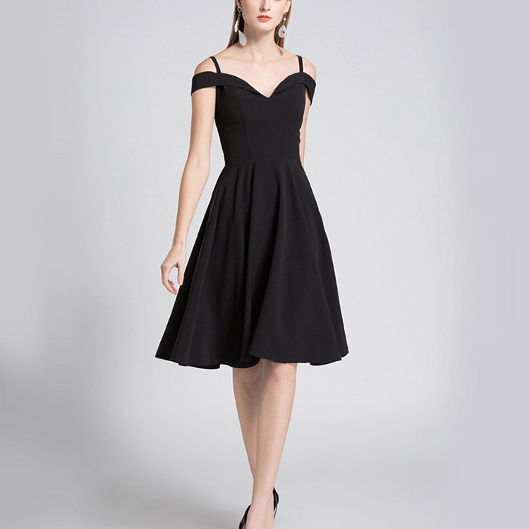 

Spring and Autumn Women Sleeveless Sexy Sling Party Dress, Size:S(Black)