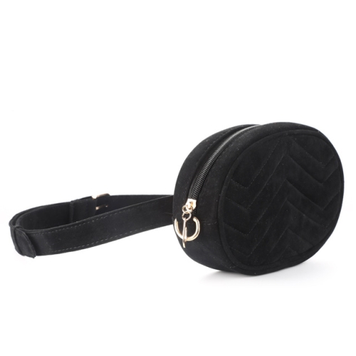 

Mini Rhombic Round Waist Bag Women Luxury Leather Handbag(Flannel Black)