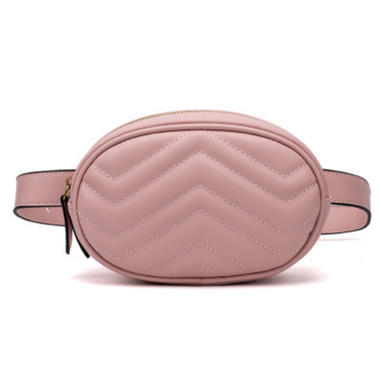 

Mini Rhombic Round Waist Bag Women Luxury Leather Handbag(Pink)