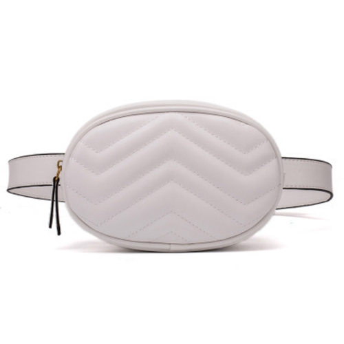 

Mini Rhombic Round Waist Bag Women Luxury Leather Handbag(White)